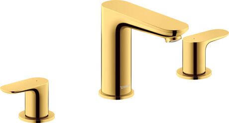 3 Hole basin mixer, WA1060005034 Gold Polished, Spout reach: 129 mm, Height: 131 mm, Dimension of connection hose: 3/8