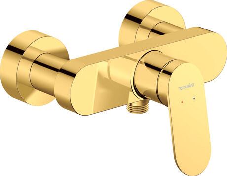 Single lever shower mixer for exposed installation, WA4230000034 Gold Polished, Centre distance: 150 mm ± 15 mm, Flow rate (3 bar): 24 l/min