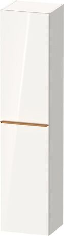 Tall cabinet, DE1328L04220000 Hinge position: Left, White High Gloss, Decor, Handle bronze