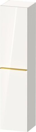 Tall cabinet, DE1328L34220000 Hinge position: Left, White High Gloss, Decor, Handle Gold