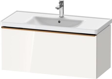 Vanity unit wall-mounted, DE4256004220000 White High Gloss, Decor, Handle bronze
