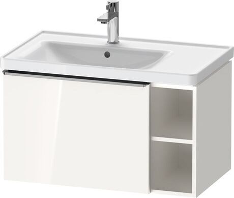 Vanity unit wall-mounted, DE4258070220000 White High Gloss, Decor, Handle Stainless steel