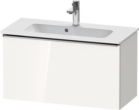 Vanity unit wall-mounted, DE4269070220000 White High Gloss, Decor, Handle Stainless steel