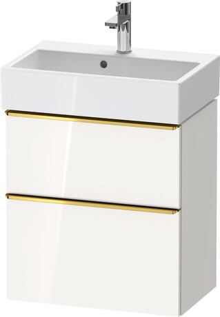 Vanity unit wall-mounted, DE4329034220000 White High Gloss, Decor, Handle Gold