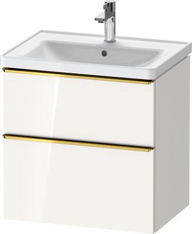 Vanity unit wall-mounted, DE4354034220000 White High Gloss, Decor, Handle Gold