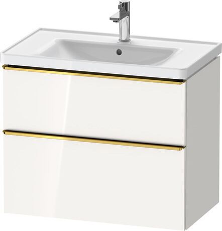 Vanity unit wall-mounted, DE4355034220000 White High Gloss, Decor, Handle Gold