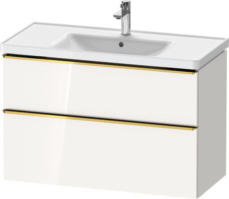 Vanity unit wall-mounted, DE4356034220000 White High Gloss, Decor, Handle Gold