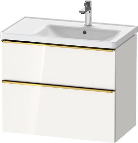 Vanity unit wall-mounted, DE4358034220000 White High Gloss, Decor, Handle Gold