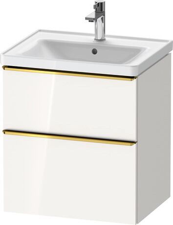 Vanity unit wall-mounted, DE4359034220000 White High Gloss, Decor, Handle Gold