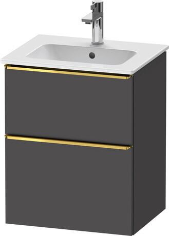 Vanity unit wall-mounted, DE4360034490000 Graphite Matt, Decor, Handle Gold