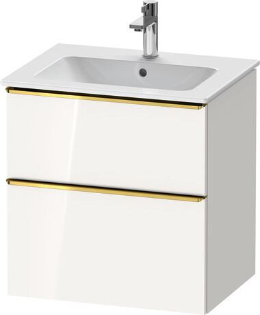 Vanity unit wall-mounted, DE4361034220000 White High Gloss, Decor, Handle Gold