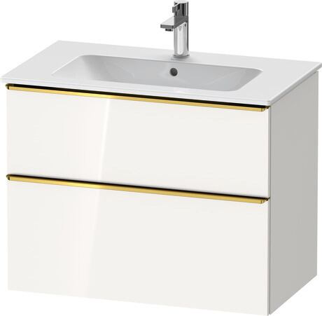 Vanity unit wall-mounted, DE4362034220000 White High Gloss, Decor, Handle Gold