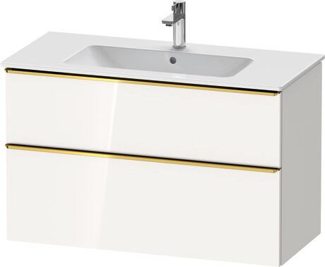 Vanity unit wall-mounted, DE4363034220000 White High Gloss, Decor, Handle Gold