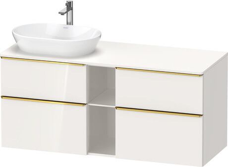 Mueble bajo lavabo para encimera, DE4970L34220000 Blanco Brillante, Decoración, Tirador Oro