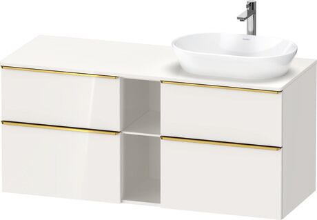 Mueble bajo lavabo para encimera, DE4970R34220000 Blanco Brillante, Decoración, Tirador Oro