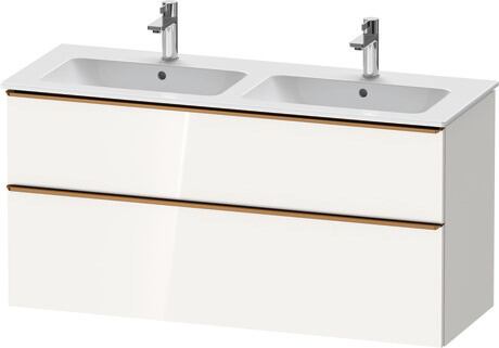 Vanity unit wall-mounted, DE4365004220000 White High Gloss, Decor, Handle bronze