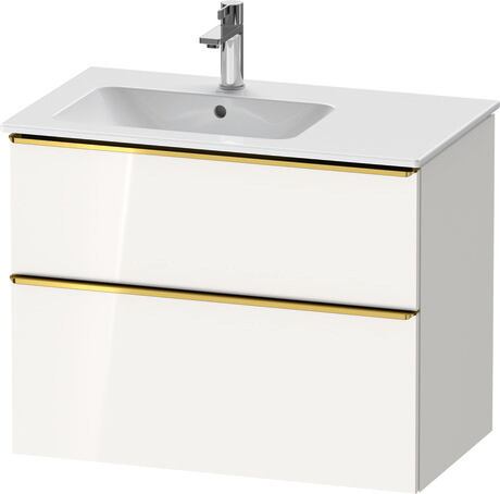 Vanity unit wall-mounted, DE4366034220000 White High Gloss, Decor, Handle Gold