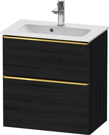 Vanity unit wall-mounted, DE4368034160000 Black oak Matt, Decor, Handle Gold
