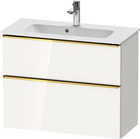 Vanity unit wall-mounted, DE4369034220000 White High Gloss, Decor, Handle Gold