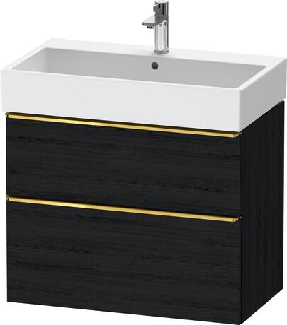 Vanity unit wall-mounted, DE4373034160000 Black oak Matt, Decor, Handle Gold