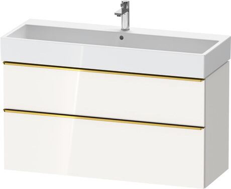 Vanity unit wall-mounted, DE4375034220000 White High Gloss, Decor, Handle Gold