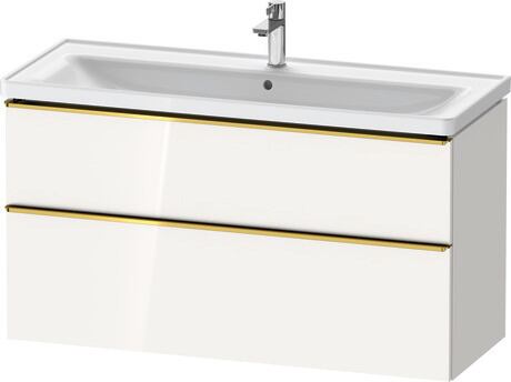 Vanity unit wall-mounted, DE4391034220000 White High Gloss, Decor, Handle Gold