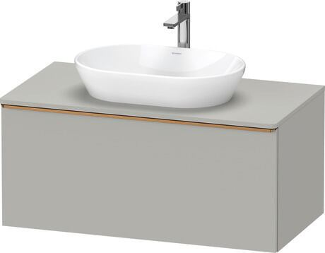 Meuble sous lavabo suspendu pour plan de toilette, DE4948004070000 Gris béton mat, Décor, Poignée Bronze