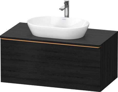 Meuble sous lavabo suspendu pour plan de toilette, DE4948004160000 Chêne noir mat, Décor, Poignée Bronze