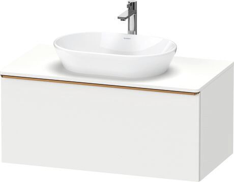 Meuble sous lavabo suspendu pour plan de toilette, DE4948004180000 Blanc mat, Décor, Poignée Bronze