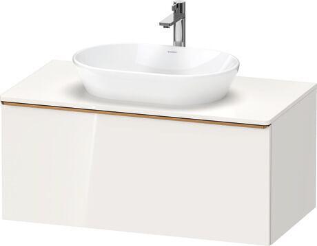 Meuble sous lavabo suspendu pour plan de toilette, DE4948004220000 Blanc brillant, Décor, Poignée Bronze