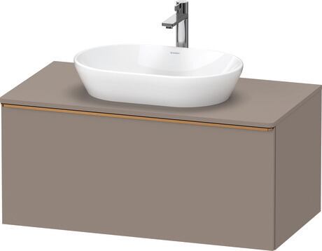 Meuble sous lavabo suspendu pour plan de toilette, DE4948004430000 Basalte mat, Décor, Poignée Bronze