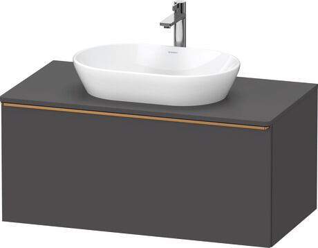 Meuble sous lavabo suspendu pour plan de toilette, DE4948004490000 Graphite mat, Décor, Poignée Bronze