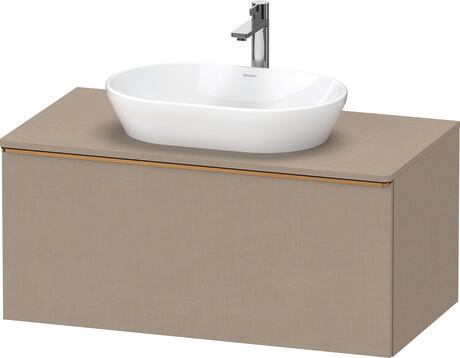 Meuble sous lavabo suspendu pour plan de toilette, DE4948004750000 Lin mat, Décor, Poignée Bronze