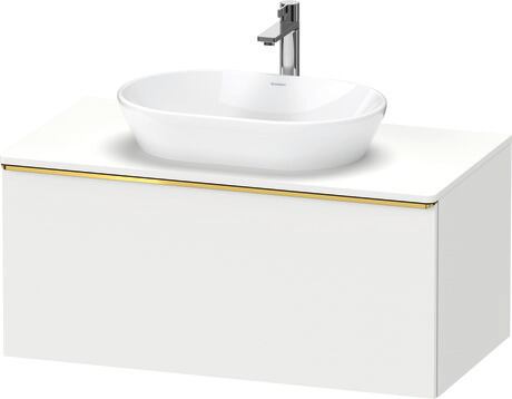 Meuble sous lavabo suspendu pour plan de toilette, DE4948034180000 Blanc mat, Décor, Poignée Doré