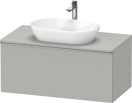 Meuble sous lavabo suspendu pour plan de toilette, DE4948070070000 Gris béton mat, Décor, Poignée Inox