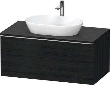 Meuble sous lavabo suspendu pour plan de toilette, DE4948070160000 Chêne noir mat, Décor, Poignée Inox