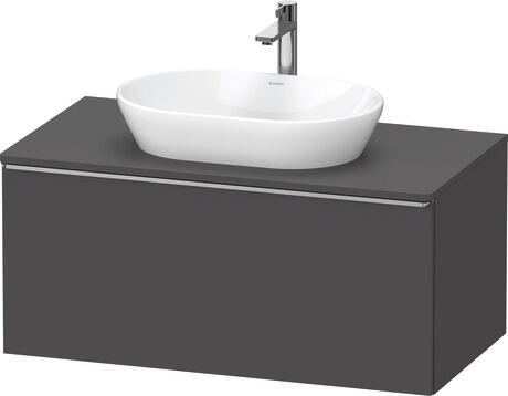 Meuble sous lavabo suspendu pour plan de toilette, DE4948070490000 Graphite mat, Décor, Poignée Inox
