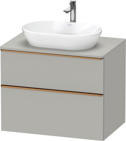 Meuble sous lavabo suspendu pour plan de toilette, DE4967004070000 Gris béton mat, Décor, Poignée Bronze