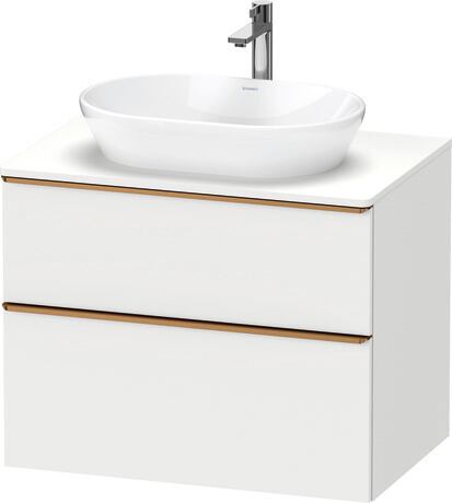Meuble sous lavabo suspendu pour plan de toilette, DE4967004180000 Blanc mat, Décor, Poignée Bronze
