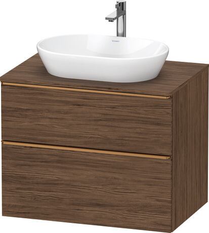 Meuble sous lavabo suspendu pour plan de toilette, DE4967004210000 Noyer foncé mat, Décor, Poignée Bronze