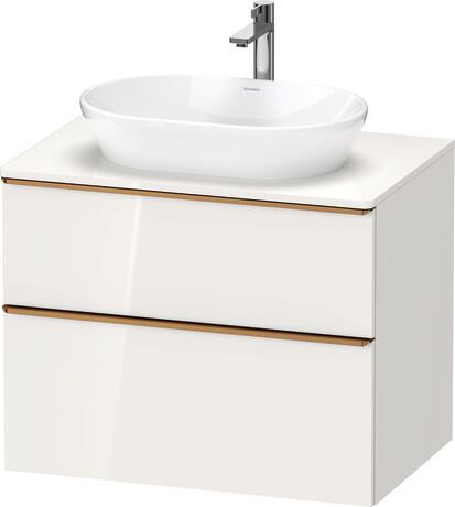 Meuble sous lavabo suspendu pour plan de toilette, DE4967004220000 Blanc brillant, Décor, Poignée Bronze