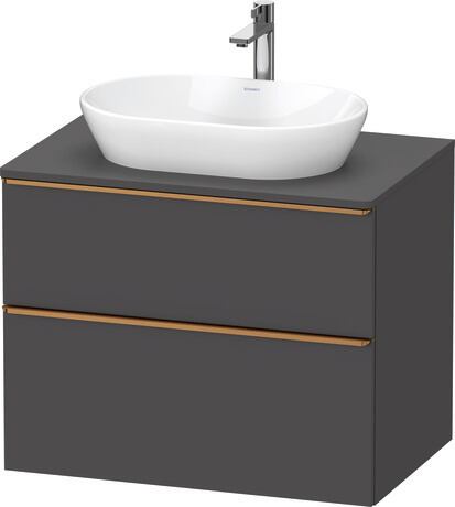 Meuble sous lavabo suspendu pour plan de toilette, DE4967004490000 Graphite mat, Décor, Poignée Bronze