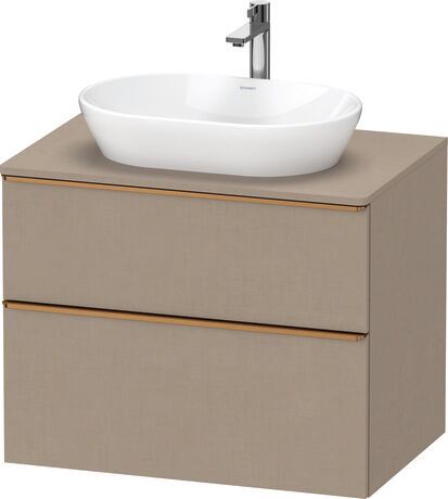 Meuble sous lavabo suspendu pour plan de toilette, DE4967004750000 Lin mat, Décor, Poignée Bronze