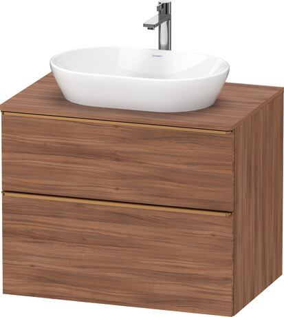 Meuble sous lavabo suspendu pour plan de toilette, DE4967004790000 Noyer mat, Décor, Poignée Bronze