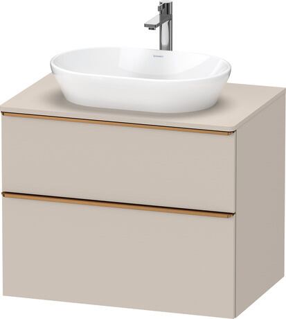 Meuble sous lavabo suspendu pour plan de toilette, DE4967004910000 Taupe mat, Décor, Poignée Bronze