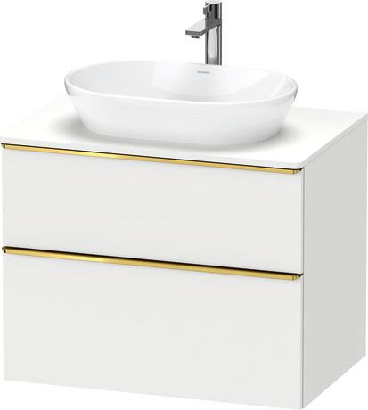 Meuble sous lavabo suspendu pour plan de toilette, DE4967034180000 Blanc mat, Décor, Poignée Doré