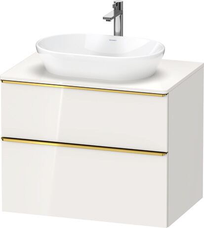 Meuble sous lavabo suspendu pour plan de toilette, DE4967034220000 Blanc brillant, Décor, Poignée Doré