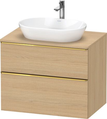 ארון אמבטיה תלוי על הקיר, DE4967034300000 עץ אלון טבעי מאט, עיצוב, ידית זהב