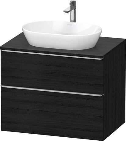 Meuble sous lavabo suspendu pour plan de toilette, DE4967070160000 Chêne noir mat, Décor, Poignée Inox