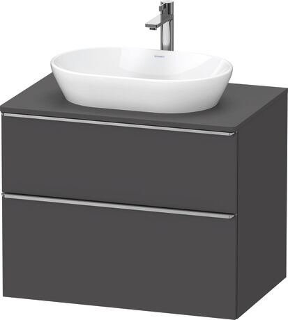 Meuble sous lavabo suspendu pour plan de toilette, DE4967070490000 Graphite mat, Décor, Poignée Inox
